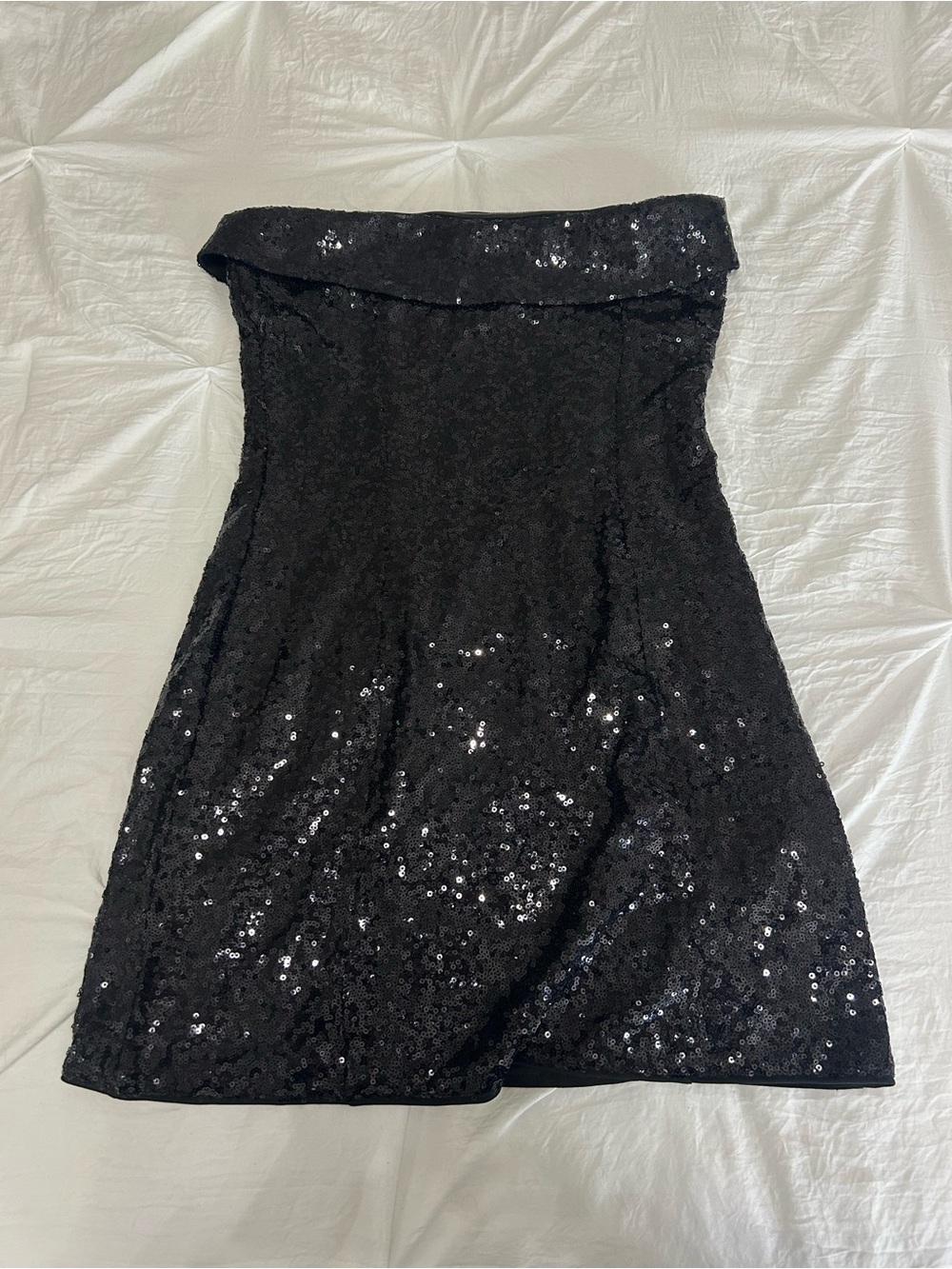Strapless Black Sequin Party Dress